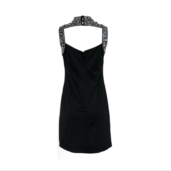 Boston Proper Elegant Black Dress with Embellished Neckline - Picture 4 of 8